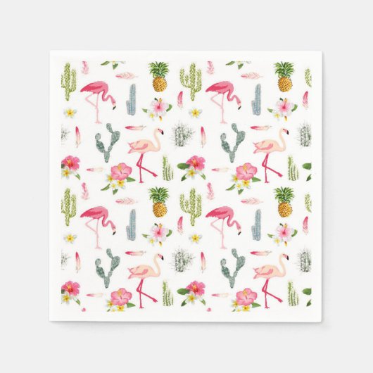 Flamingo Cactus Pineapple Hibiscus Pattern Servetten (Voorkant)