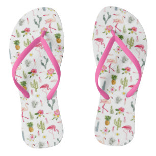 Flamingo Cactus Pineapple Hibiscus Pattern Teenslippers