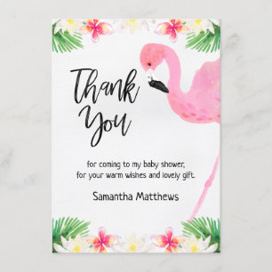 Flamingo Calligraphy Baby shower Dank u Kaart