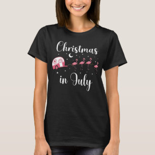 Flamingo Camping Kerstmis in juli RV Bus T-shirt