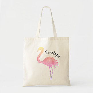 Flamingo canvas tas met naam