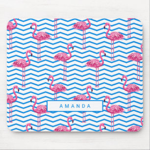 Flamingo Chevron Pattern met naam Muismat