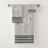 Flamingo Chic Black White Boho Tropical Bad Handdoek (Insitu)