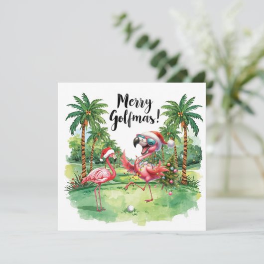Flamingo Christmas Golfer op de golfbaan (Staand voorkant)