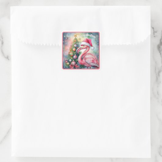 Flamingo Christmas Sticker (Sac)