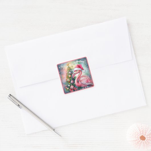 Flamingo Christmas Sticker (Enveloppe)