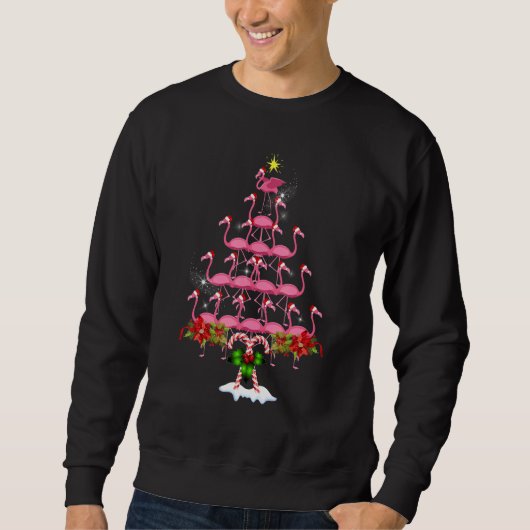 Flamingo Christmas Tree Group Holiday Trui (Voorkant)