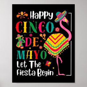 Flamingo Cinco de Mayo Mexicaanse Fiesta voor mann Poster