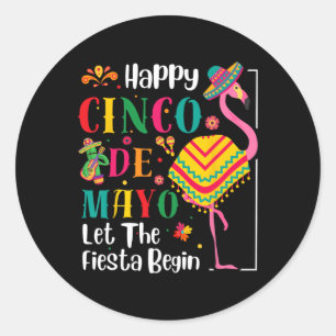 Flamingo Cinco de Mayo Mexicaanse Fiesta voor mann Ronde Sticker
