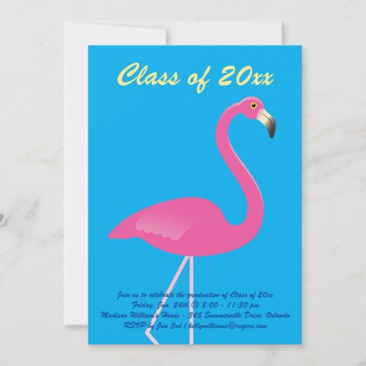 Flamingo Class of 2019 Graduation Party - Blue Kaart (Voorkant)