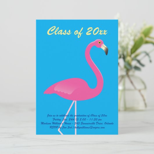 Flamingo Class of 2019 Graduation Party - Blue Kaart (Staand voorkant)