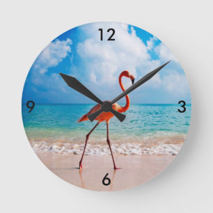 Flamingo Clock Ronde Klok