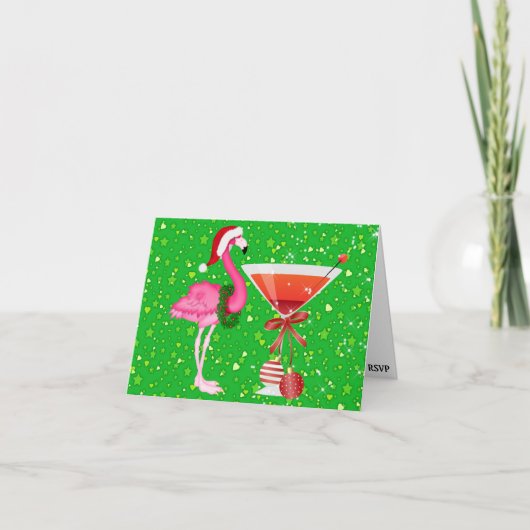 Flamingo Cocktail Christmas Invitation - SRF (Voorkant)