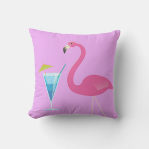 Flamingo & Cocktail op paarse buitenkussen