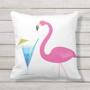 Flamingo & Cocktail Outdoor Pillow Buitenkussen
