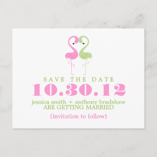 Flamingo Couple Wedding Save the Date Aankondigingskaart