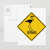 Flamingo Crossing Highway Sign Briefkaart (Voorkant / Achterkant)