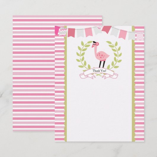 Flamingo Dank u Kaart *Can personalize* (Voorkant / Achterkant)