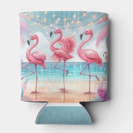 Flamingo Dans en Verjaardag Feest Blikjeskoeler (Achterkant)