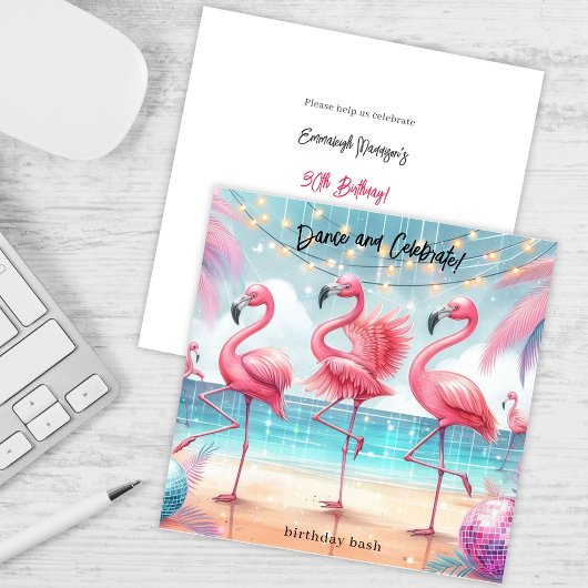 Flamingo Dans en Verjaardag Feest Kaart