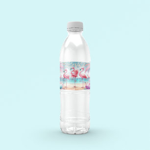 Flamingo Dans en Verjaardag Feest Waterfles Etiket
