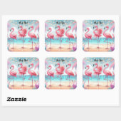 Flamingo Dans en Viering Bedankt Vierkante Sticker (Vel)