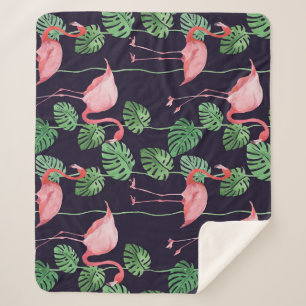 Flamingo Dark: Kleine Waterverf. Sherpa Deken
