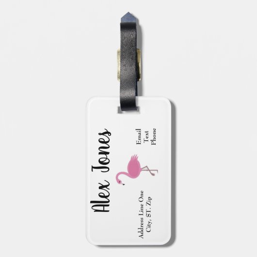 Flamingo Design Bagagelabel (Achterkant verticaal)