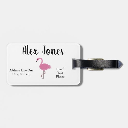 Flamingo Design Bagagelabel (Achterkant horizontaal)
