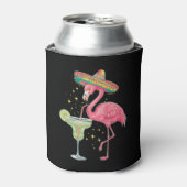 Flamingo Die Margarita Drinkt Grappige Mexicaanse Blikjeskoeler (Blikje Voorkant)