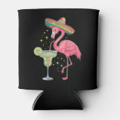 Flamingo Die Margarita Drinkt Grappige Mexicaanse Blikjeskoeler (Voorkant)
