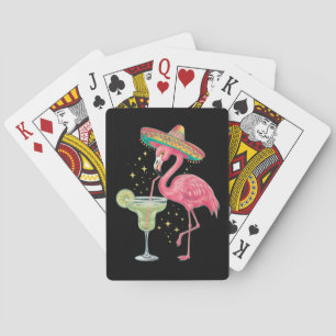 Flamingo Die Margarita Drinkt Grappige Mexicaanse Pokerkaarten