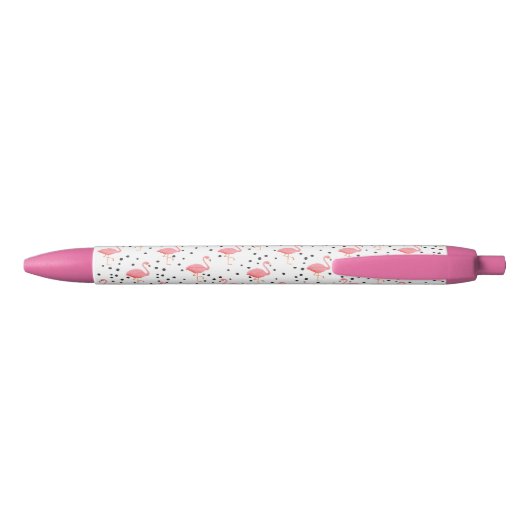 Flamingo Dot Print Black Ink Pen (Achterkant)