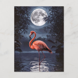 Flamingo dramatische volle maan briefkaart