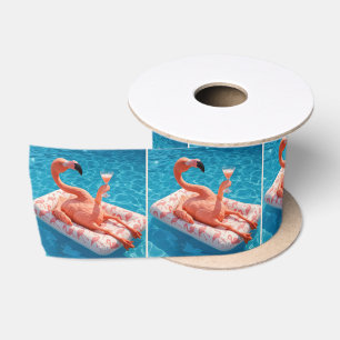 Flamingo Drijvend Met een Cocktail In een Zwembad Lint