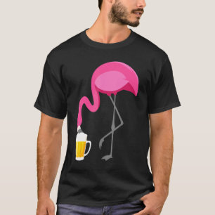 Flamingo Drink Beer Funny Pink Flamingo T-shirt