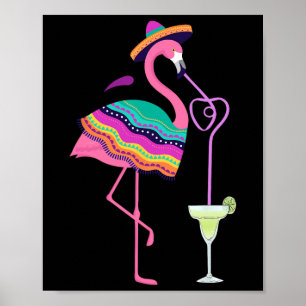 Flamingo Drink Margarita Mexican Poncho Cinco D Poster