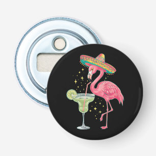 Flamingo drinkt Margarita Grappige Mexicaanse Ponc Button Flesopener