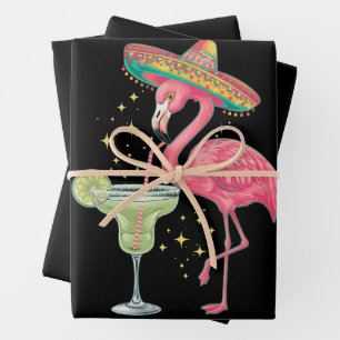 Flamingo drinkt Margarita Grappige Mexicaanse Ponc Inpakpapier Vel