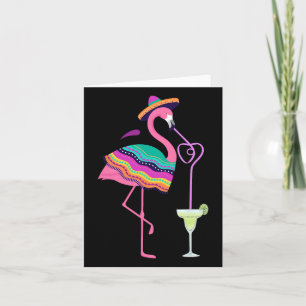 Flamingo Drinkt Margarita Mexicaanse Poncho Cinco Kaart