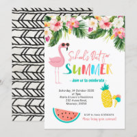 Flamingo Einde van school zomerfeest Uitnodiging