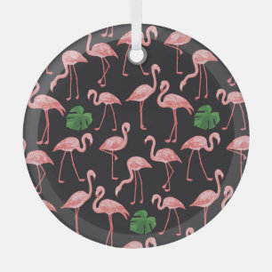 Flamingo Elegance: Monstera Fusion. Glas Ornament