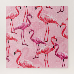 Flamingo elegantie: roze vogelpatroon. legpuzzel