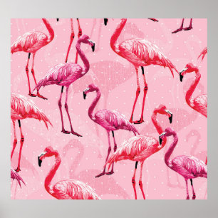 Flamingo elegantie: roze vogelpatroon. poster