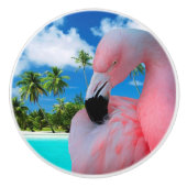 Flamingo en Beach Keramische Knop (Voorkant)