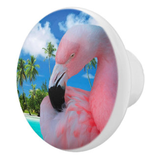 Flamingo en Beach Keramische Knop