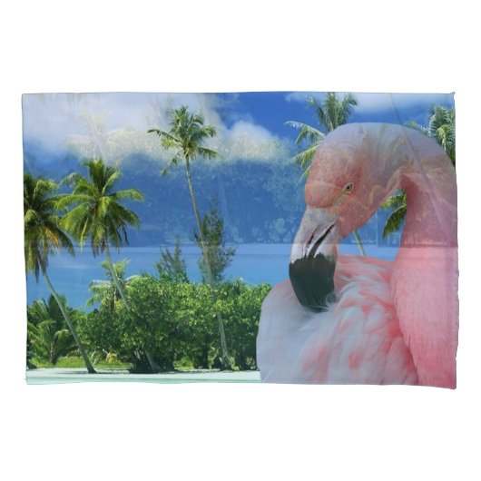 Flamingo en Beach Kussensloop (Voorkant)