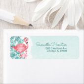 Flamingo en Blauwgroen Tropische bladeren Baby sho Etiket (Insitu)