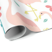 Flamingo en bloem cadeaupapier (Rol Hoek)
