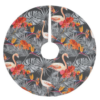 Flamingo en bloemen, monochroom patroon. kerstboom rok